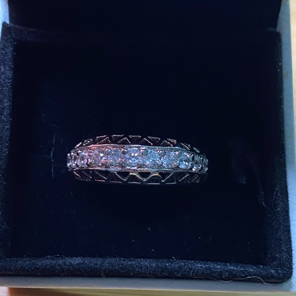 Women's Geometric Cut Sterling Silver CZ Ring 10 - Picture 2 of 16